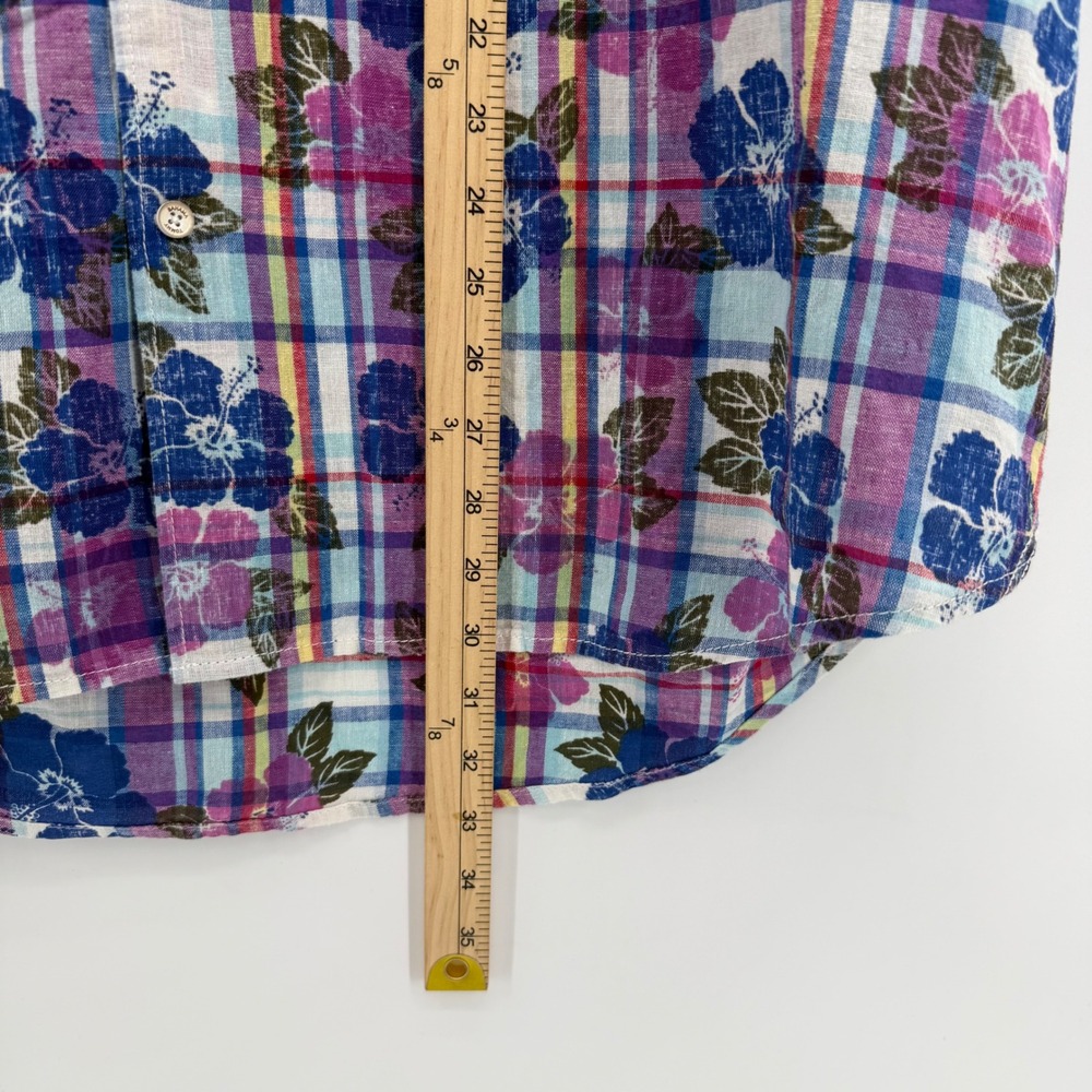 Tommy Bahama Shirt Mens XXL Multicolor Pastino Plaid Floral Linen Cotton - Picture 8 of 8